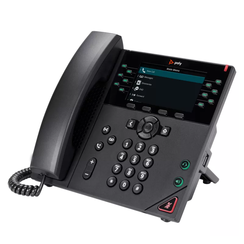 HP Poly VVX 450 12-liniowy telefon IP z obsługą PoE, telefon IP, czarny, słuchawka przewodowa, 12 linii, LCD, 10,9 cm (4,3 cala)