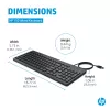 HP 150 Wired klawiatura Full-size USB Czarny 1m kabel