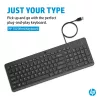 HP 150 Wired klawiatura Full-size USB Czarny 1m kabel