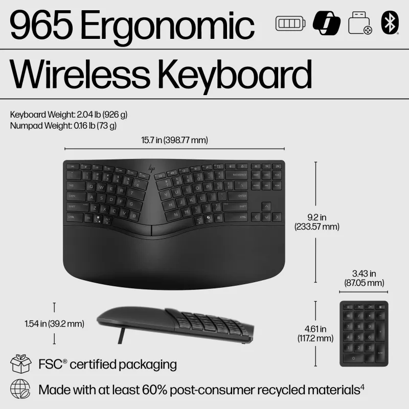 HP 965 Ergonomic Wireless klawiatura
