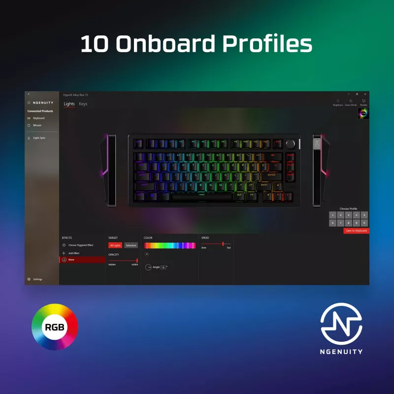 Mechaniczna klawiatura gamingowa Kingston (HyperX) Alloy Rise 75 — kompaktowy układ 75%, przewodowa, model 7G7A4AA#ABD