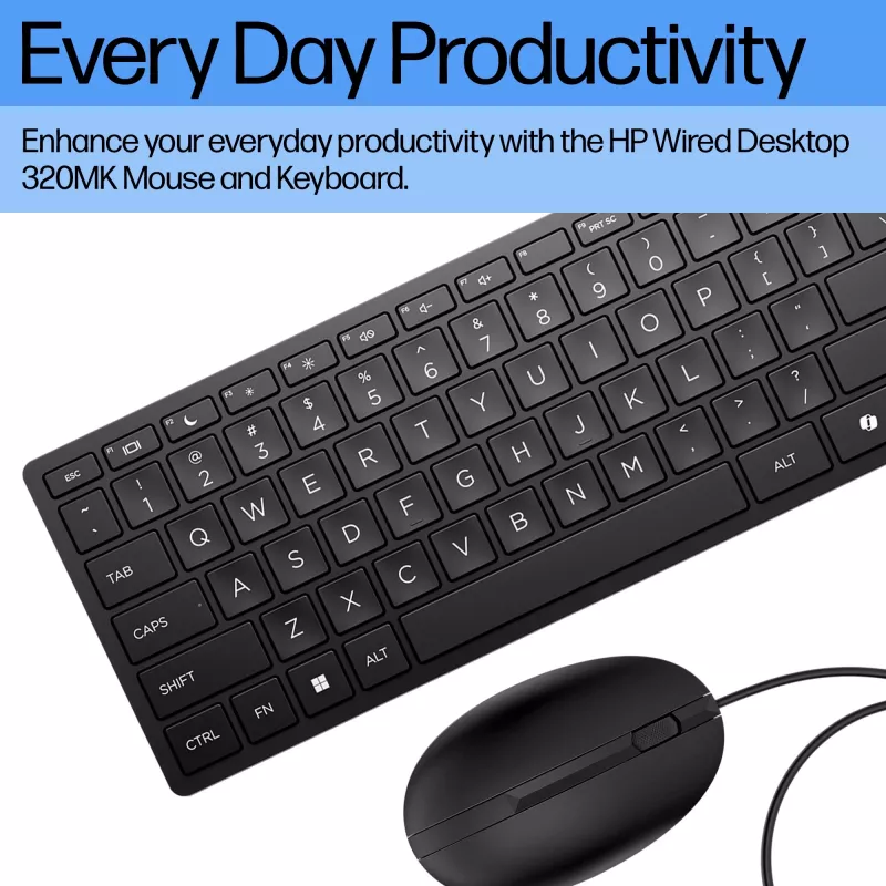 Przewodowy zestaw klawiatury i myszy HP Desktop 320MK