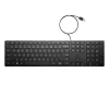 Klawiatura przewodowa HP 320K — Pełnowymiarowa USB, układ prosty, kabel 1,8 m, czarna