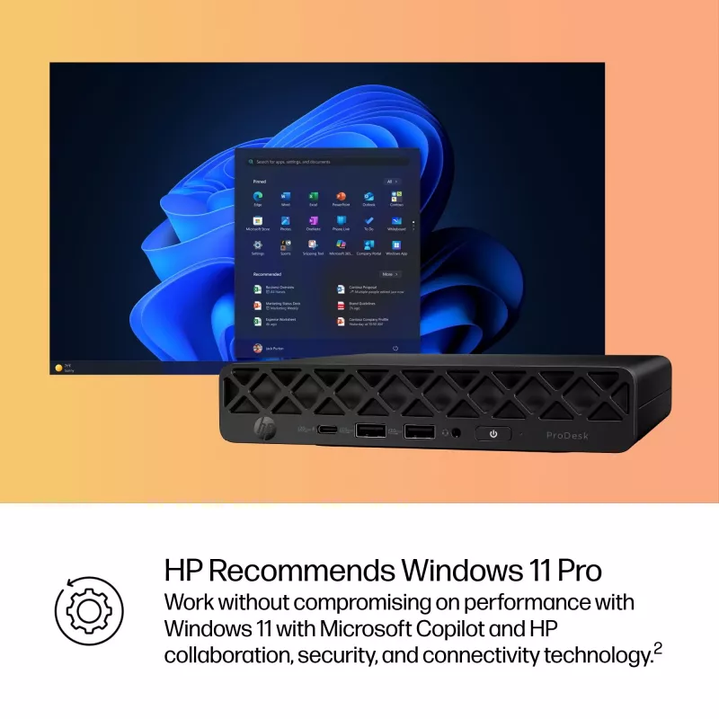 Komputer HP ProDesk 4 G1i AI Mini Core Ultra 5 225T RAM 16GB SSD 512GB Intel Graphics OS Win 11 Pro