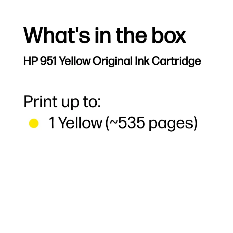 HP 951 Żółty oryginalny wkład atramentowy, Żółty, 1 szt., 535 stron
