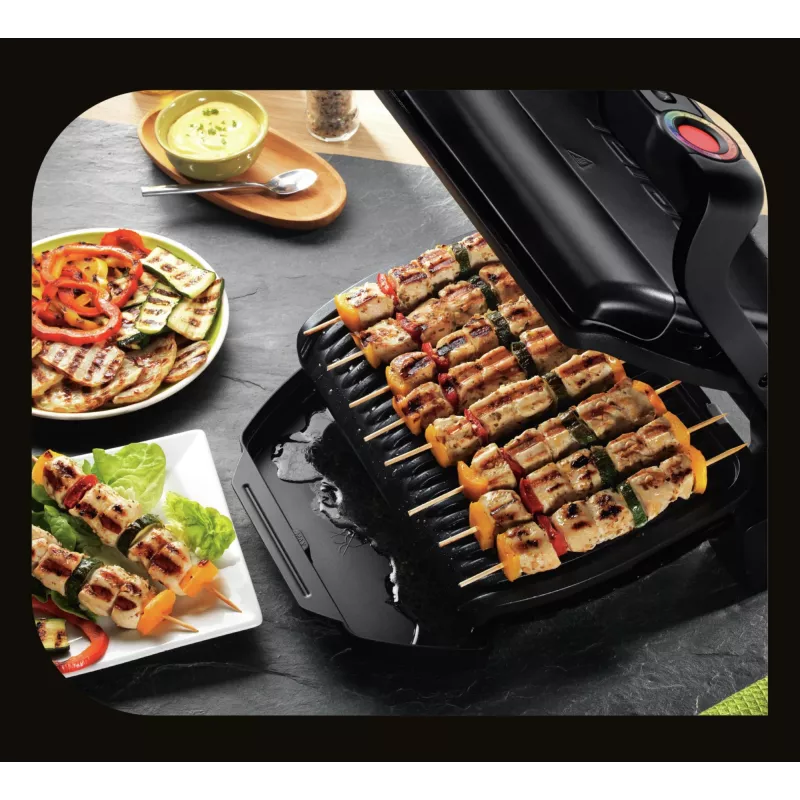 Grill kontaktowy Tefal GC7148 — 2000 W, obudowa ze stali nierdzewnej, prostokątny, regulowany termostat, powierzchnia górna rusztowa, 365×365×175 mm