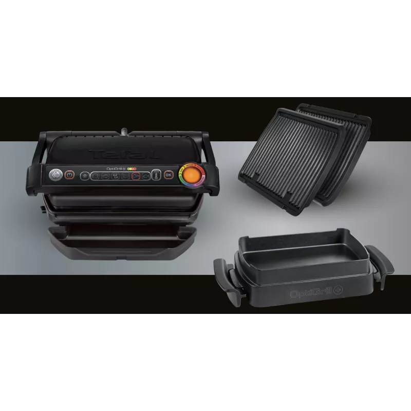 Grill kontaktowy Tefal GC7148 — 2000 W, obudowa ze stali nierdzewnej, prostokątny, regulowany termostat, powierzchnia górna rusztowa, 365×365×175 mm