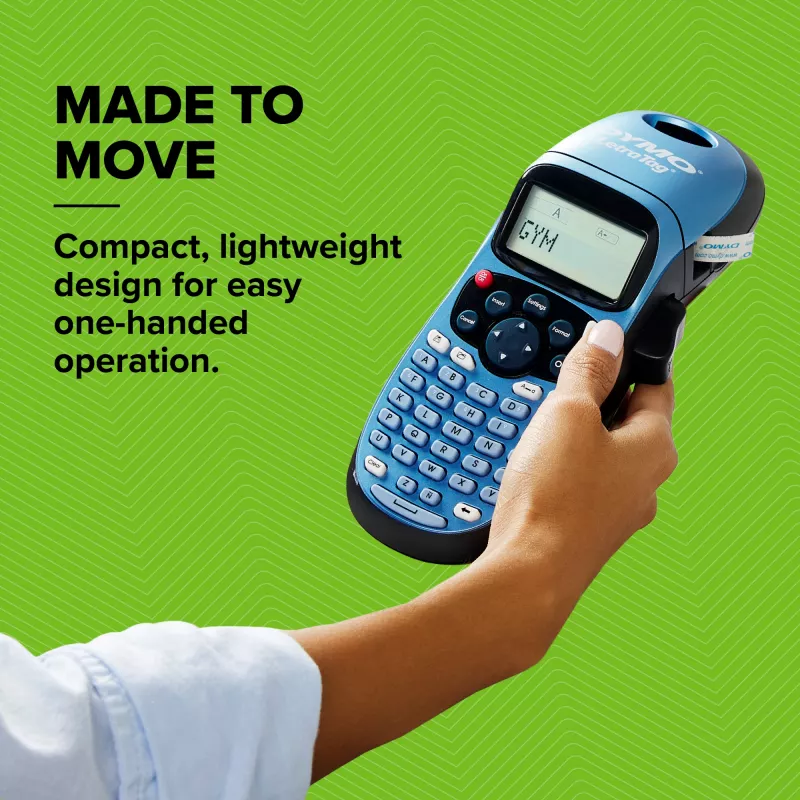 DYMO LetraTag LT-100H Handheld Label Maker | ABC klawiatura Label Printer z Easy-to-Use13 Character LCD Screen | for Home or Office | niebieski