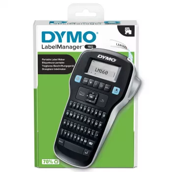 DYMO LabelManager ™ 160 QWERTZ, QWERTZ, D1, Termotransferowa, 180 x 180 DPI, 12 mm/s, Czarny, Srebrny