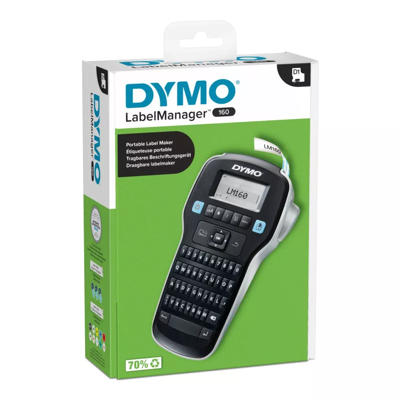 DYMO LabelManager ™ 160 QWERTZ, QWERTZ, D1, Termotransferowa, 180 x 180 DPI, 12 mm/s, Czarny, Srebrny