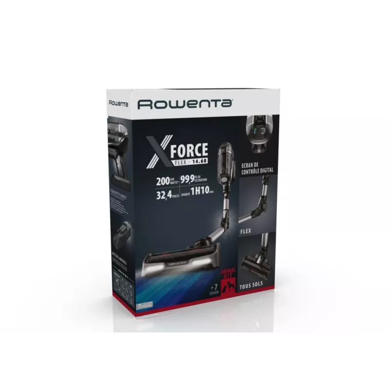 Rowenta X-Force RH9958 Odkurzacz pionowy 2-w-1 Akumulatorowy Na sucho HEPA Bezworkowy 0,9 l Czarny, Szary