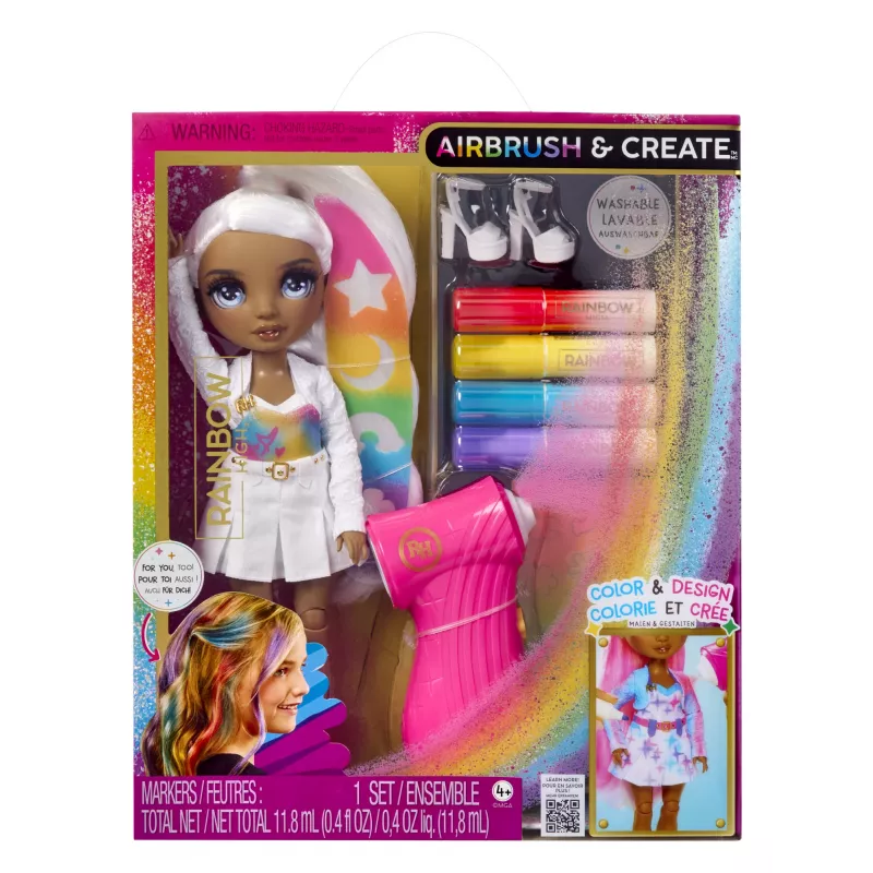 Rainbow High Air Brush & Create Fashion Dolls - szary Eyes, Lalka modowa, Kobieta, 4 lat(a), Chłopiec/Dziewczynka, Wielokolorowy