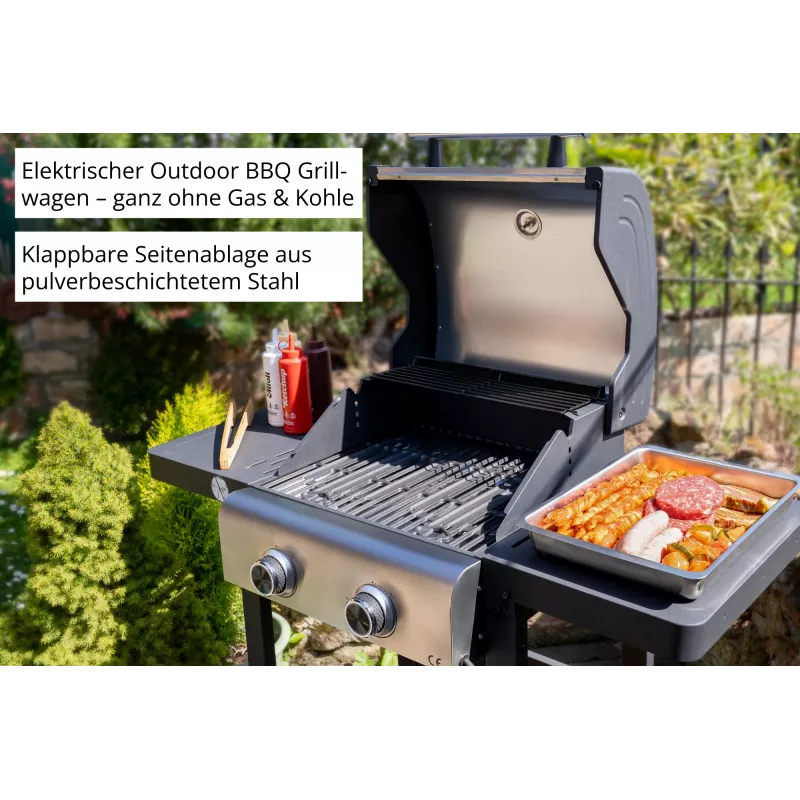 Unold 58595 Grill-Wagen BUDDY Electric Czarny, Stal nierdzewna 2600 W