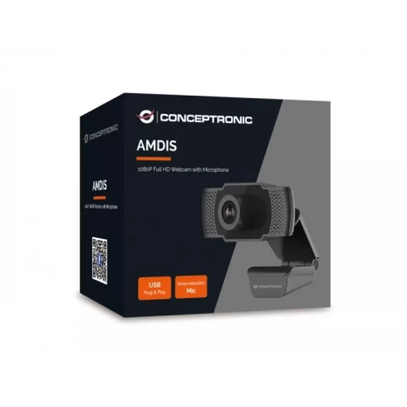 Kamerka internetowa Conceptronic AMDIS 1080P Full HD z mikrofonem, 2 MP, 1920 x 1080 pikseli, Full HD, 30 fps, 1280x720@30fps, 1920x1080@30fps, M-JPEG, YUV