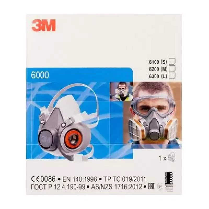 Respirator 3M 6000 Series L, półmaska wielokrotnego użytku, rozmiar L, szary