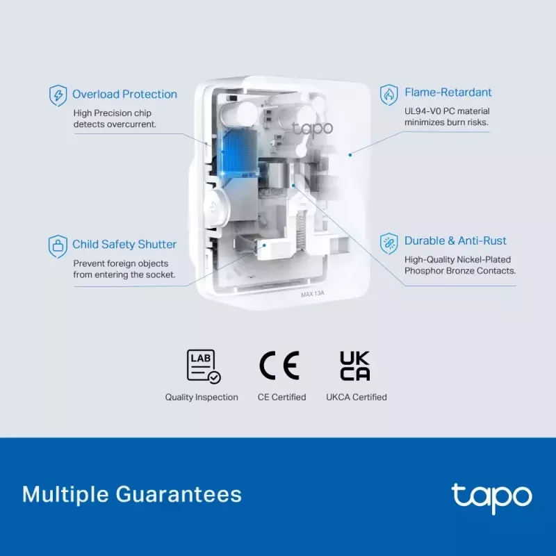 Inteligentna wtyczka TP‑Link Tapo Mini P110M — wewnętrzne inteligentne gniazdko Wi‑Fi/Bluetooth, 16 A, 100–240 V, 3680 W, białe