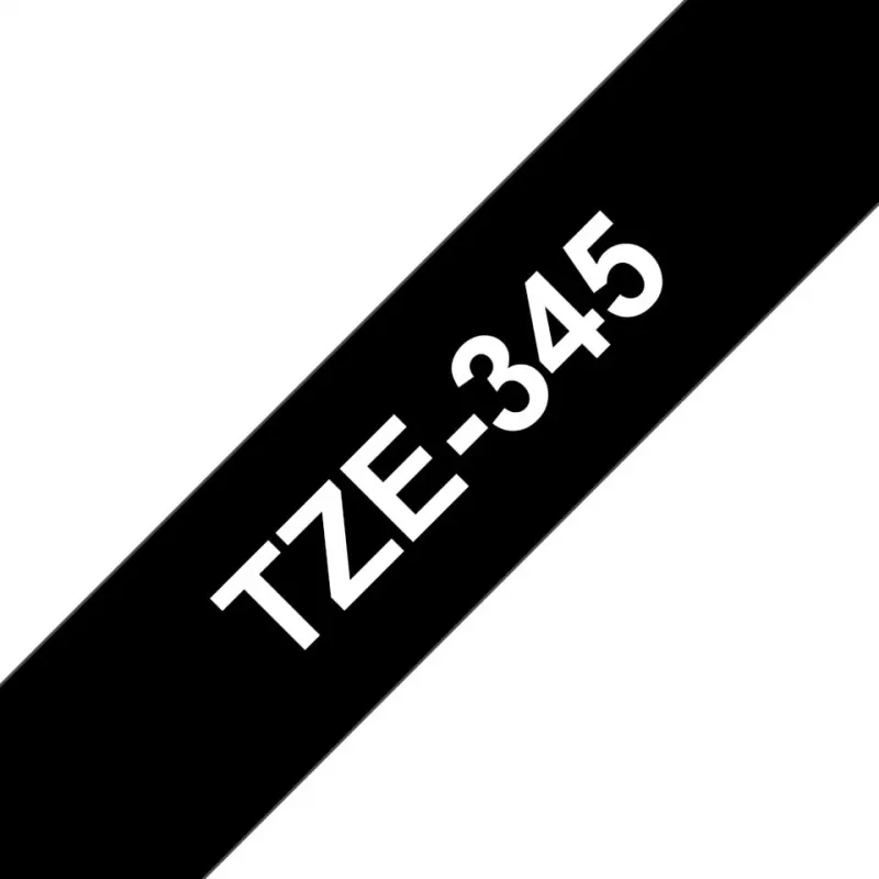 Taśma laminowana Brother TZe345 18mm Biały na Czarnym