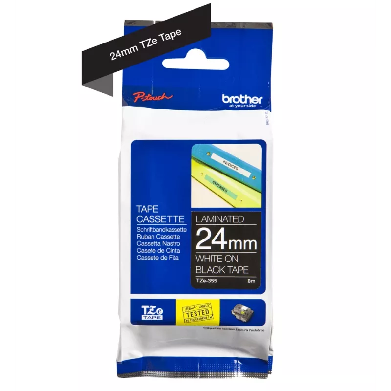 Taśma etykietująca Brother TZe355 24mm Biały na czarnym
