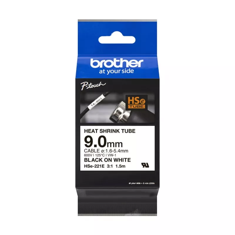 Rurka termokurczliwa Brother HSE-221E Czarno-biała 150 cm