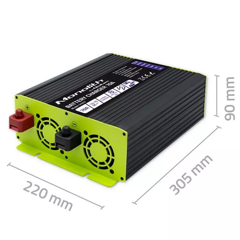 Prostownik QOLTEC 51917 do akumulatorów LiFePO4/AGM/ŻEL/SLA, 70 A
