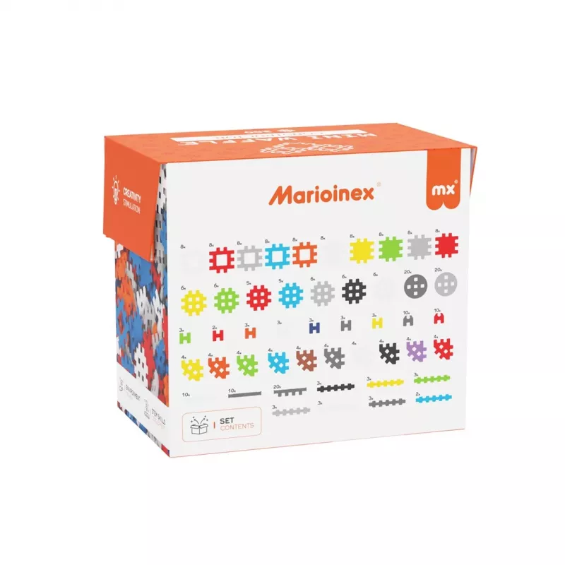 Klocki konstrukcyjne Marioinex Mini Waffle Constructor 300 — kompatybilny zestaw klocków, 300 elementów, wielokolorowy