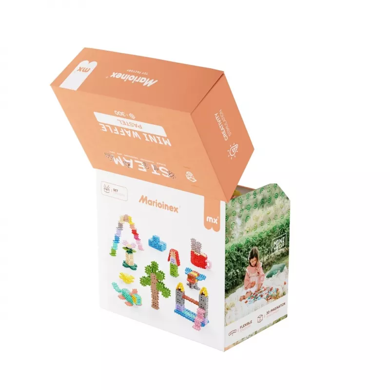 Klocki konstrukcyjne Marioinex Mini Waffle, pastelowe, 300 elementów