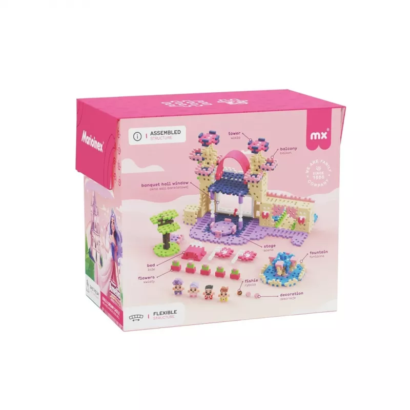 Zestaw klocków konstrukcyjnych Marioinex Waffle Mini Blocks Princess — 280 elementów, wielokolorowe, pudełko, wiek 6+