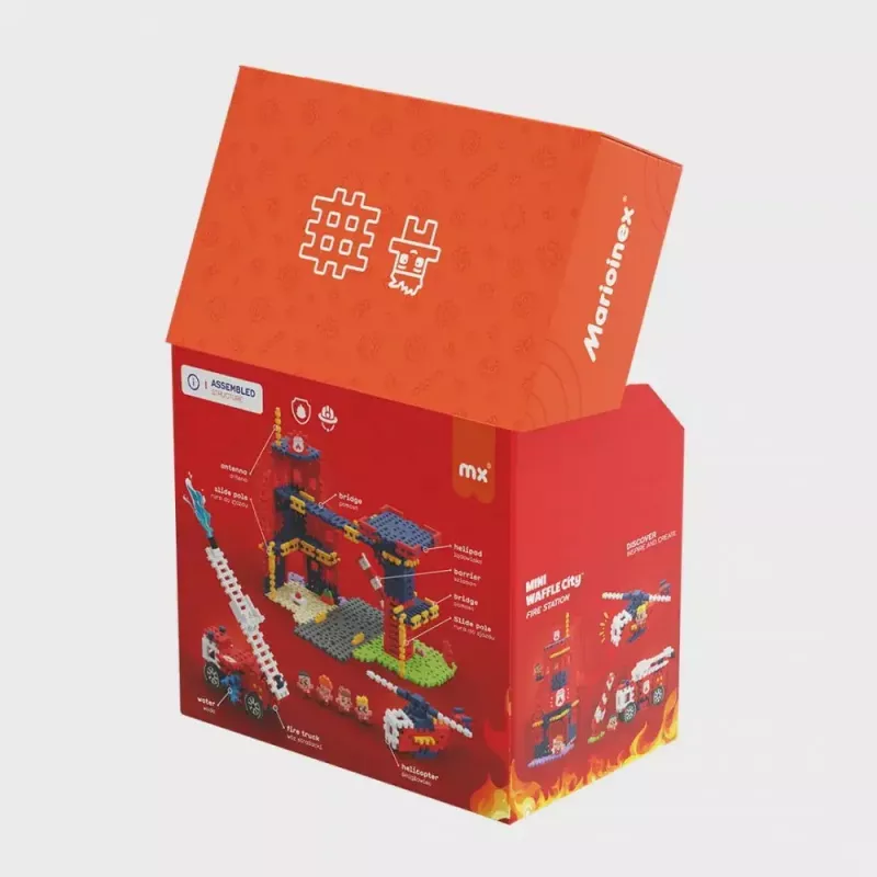 Zestaw konstrukcyjny Marioinex Waffle Blocks Remiza Strażacka 280 elementów, model 906279