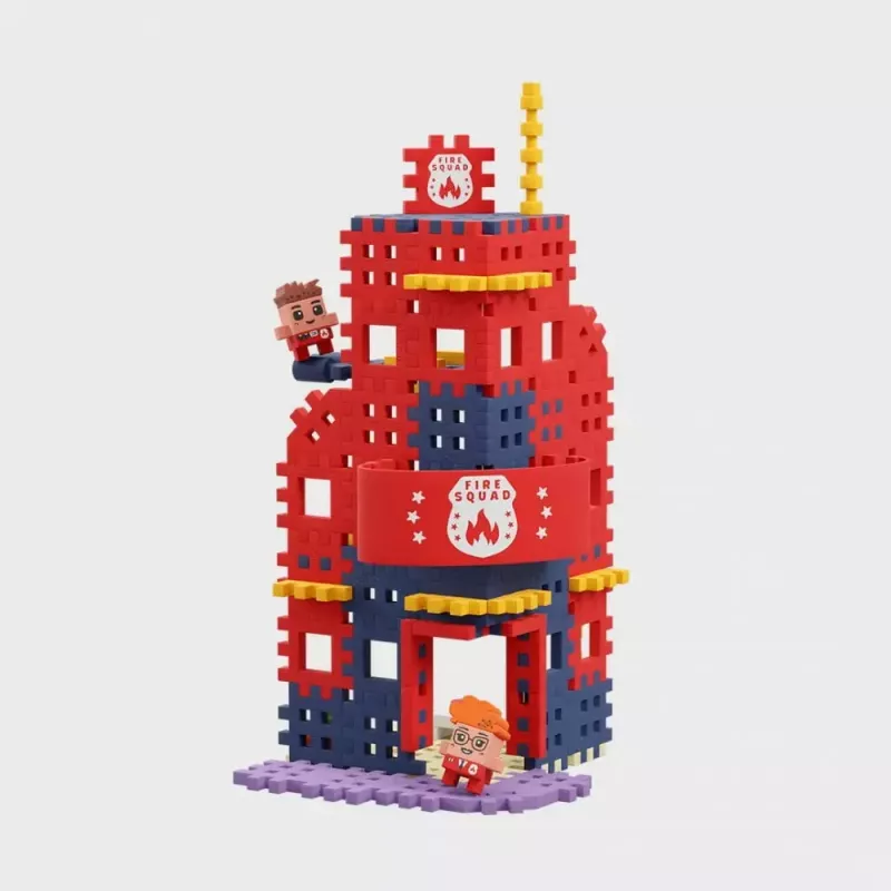 Zestaw konstrukcyjny Marioinex Waffle Blocks Remiza Strażacka 280 elementów, model 906279