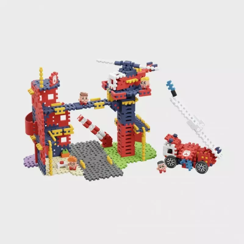Zestaw konstrukcyjny Marioinex Waffle Blocks Remiza Strażacka 280 elementów, model 906279