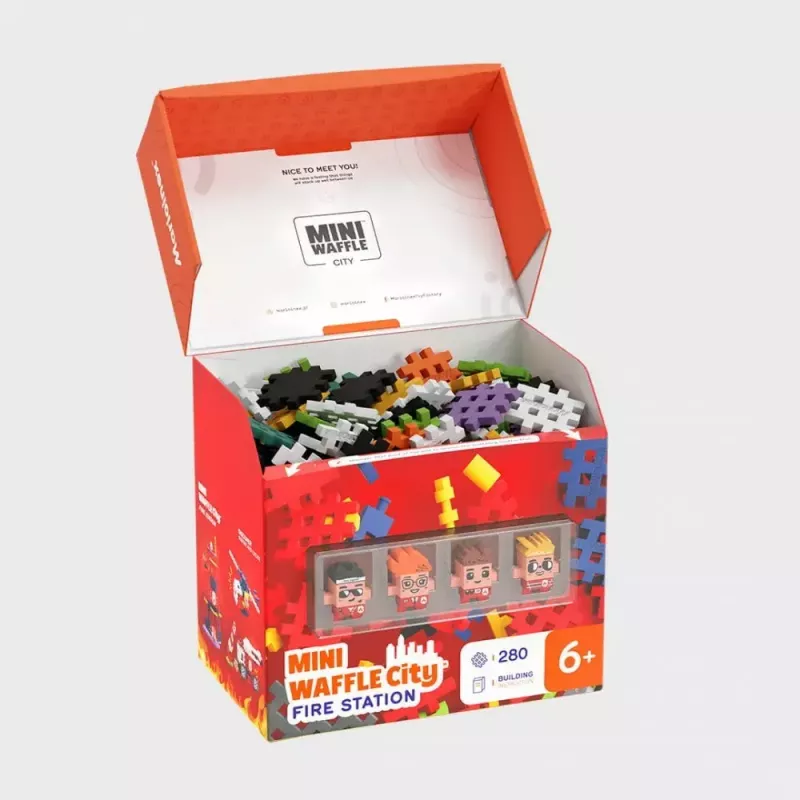 Zestaw konstrukcyjny Marioinex Waffle Blocks Remiza Strażacka 280 elementów, model 906279