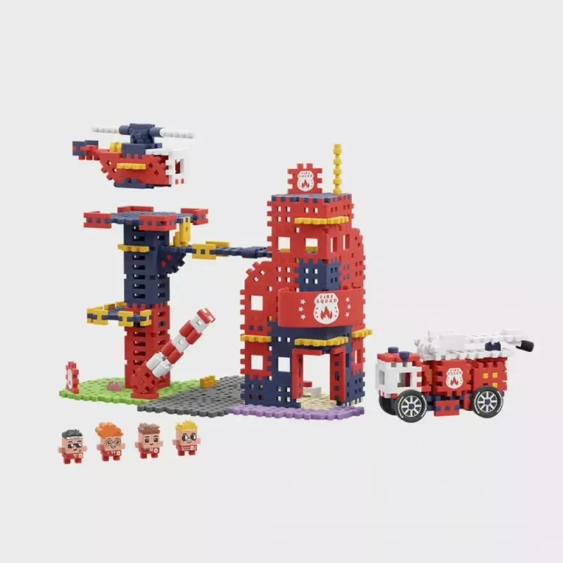 Zestaw konstrukcyjny Marioinex Waffle Blocks Remiza Strażacka 280 elementów, model 906279