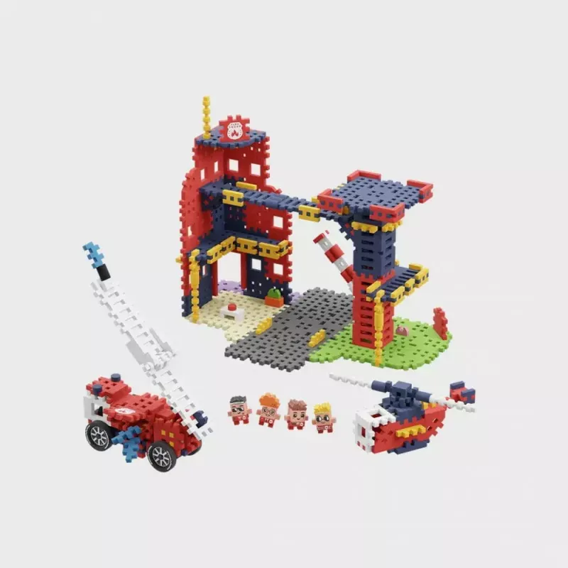 Zestaw konstrukcyjny Marioinex Waffle Blocks Remiza Strażacka 280 elementów, model 906279