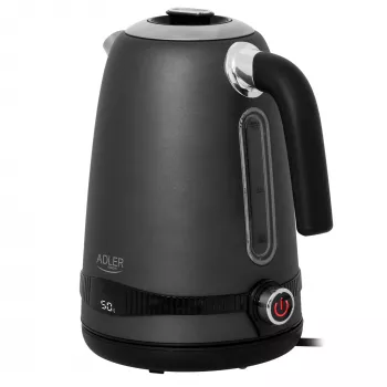 Czajnik Adler | AD 1295g SS | Elektryczny | 2200 W | 1,7 l | Stal nierdzewna | Obrotowa podstawa 360° | Szary