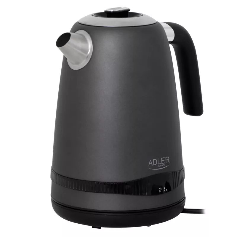 Czajnik Adler | AD 1295g SS | Elektryczny | 2200 W | 1,7 l | Stal nierdzewna | Obrotowa podstawa 360° | Szary