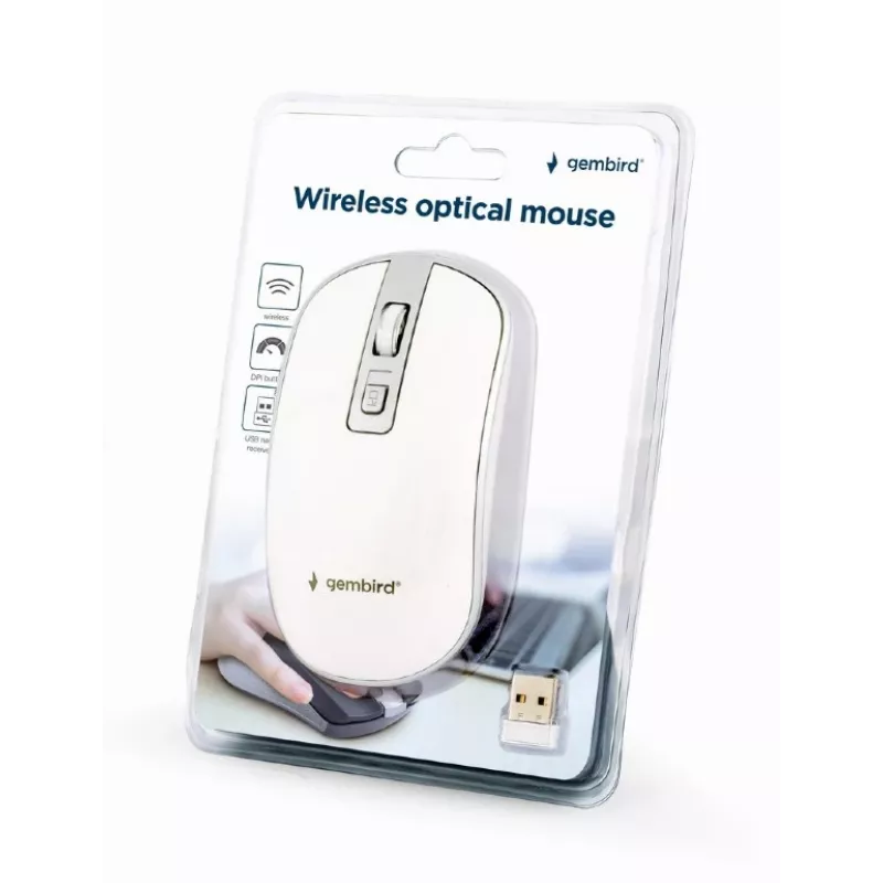 Mysz USB Optyczna Bezprzewodowa BIAŁO-SREBRNA MUSW-4B-06-WS Gembird