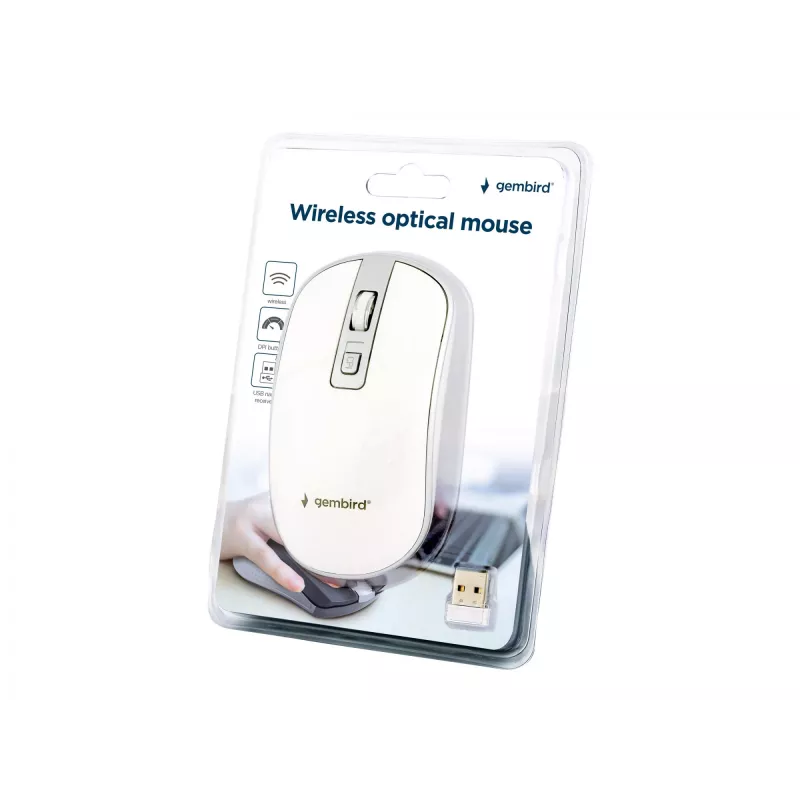 Mysz USB Optyczna Bezprzewodowa BIAŁO-SREBRNA MUSW-4B-06-WS Gembird