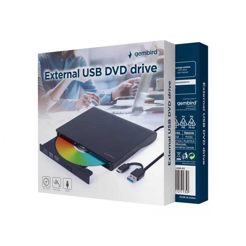 Gembird DVD-USB-03 Zewnętrzny napęd DVD USB, czarny
