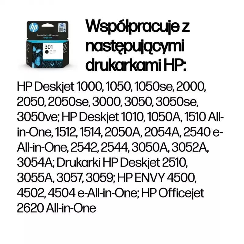 Oryginalny wkład atramentowy HP 301 Czarny