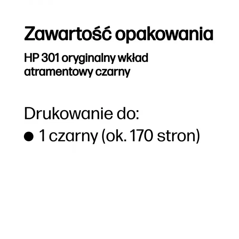 Oryginalny wkład atramentowy HP 301 Czarny