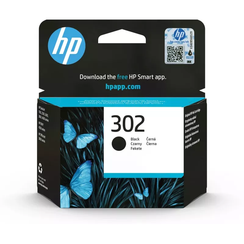 Oryginalny czarny wkład atramentowy HP 302