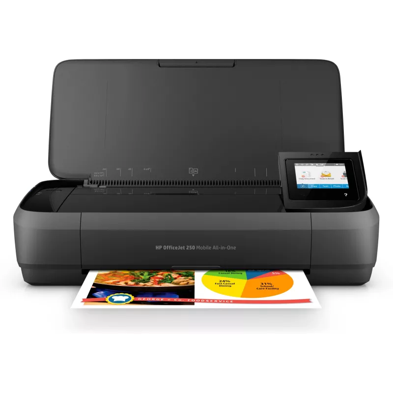 HP OfficeJet 250 Mobile All-in-One MFP — kolorowa atramentowa drukarka wielofunkcyjna A4 8 str./min Kopiowanie 10 str./min Druk 50 arkuszy USB Wi-Fi