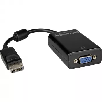 Adapter kabla wideo DeLOCK 61848 0,125 m VGA (D-Sub) DisplayPort Czarny