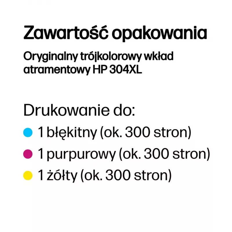 Oryginalny trójkolorowy wkład atramentowy HP 304XL
