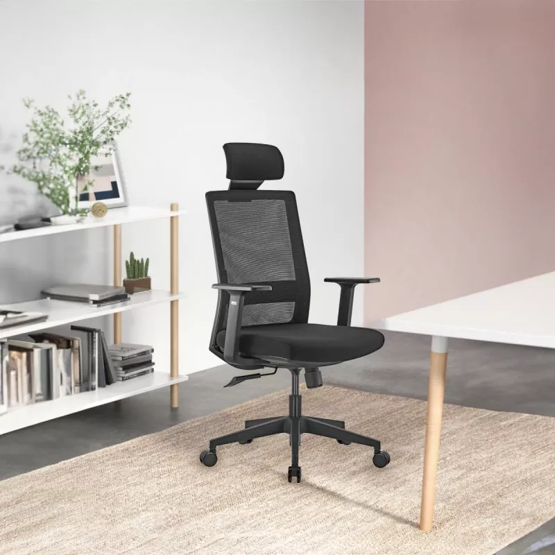 Ergo Office ER-425 Ergonomiczne krzesło biurowe z wysokim oparciem, maks. 150 kg, obrotowe, regulowane podparcie