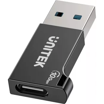 Adapter Unitek USB-C na USB-A A1049ABK01 — czarny, kompaktowy adapter USB-C (żeński) na USB-A (męski)