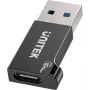 Adapter Unitek USB-C na USB-A A1049ABK01 — czarny, kompaktowy adapter USB-C (żeński) na USB-A (męski)