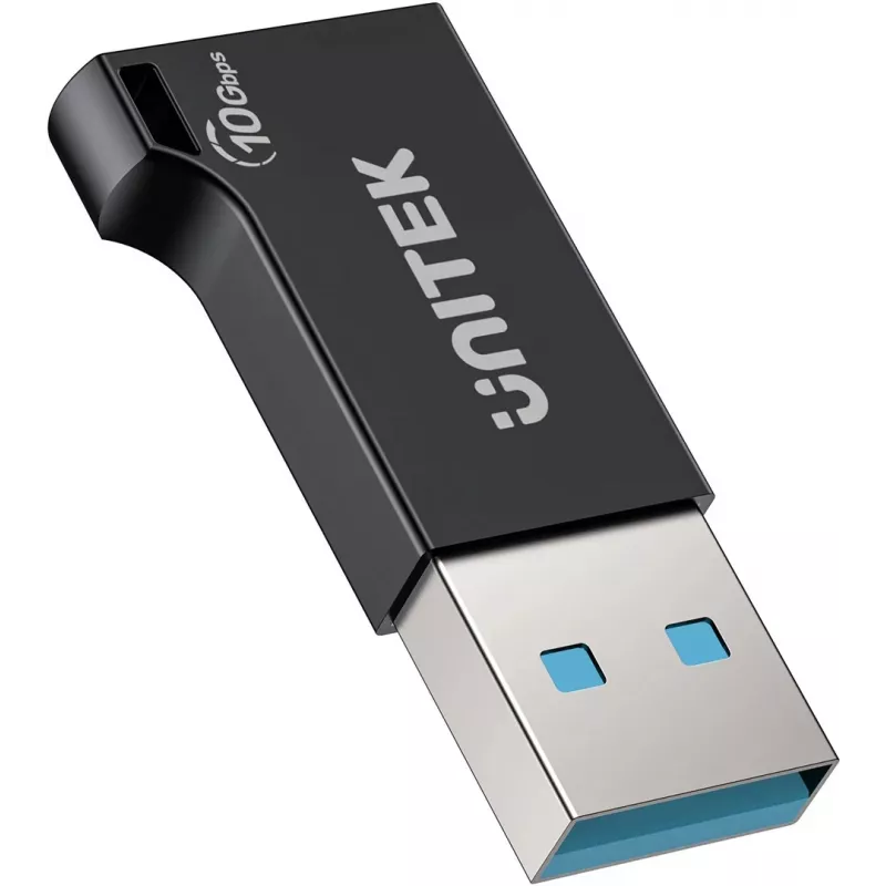 Adapter Unitek USB-C na USB-A A1049ABK01 — czarny, kompaktowy adapter USB-C (żeński) na USB-A (męski)