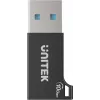 Adapter Unitek USB-C na USB-A A1049ABK01 — czarny, kompaktowy adapter USB-C (żeński) na USB-A (męski)