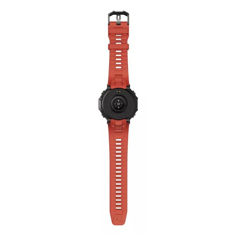 Smartwatch Amazfit T-Rex 3 Lava — 1.5-calowy AMOLED, 480×480, GPS, 700 mAh, 32 GB, koperta ze stali nierdzewnej, pasek silikonowy